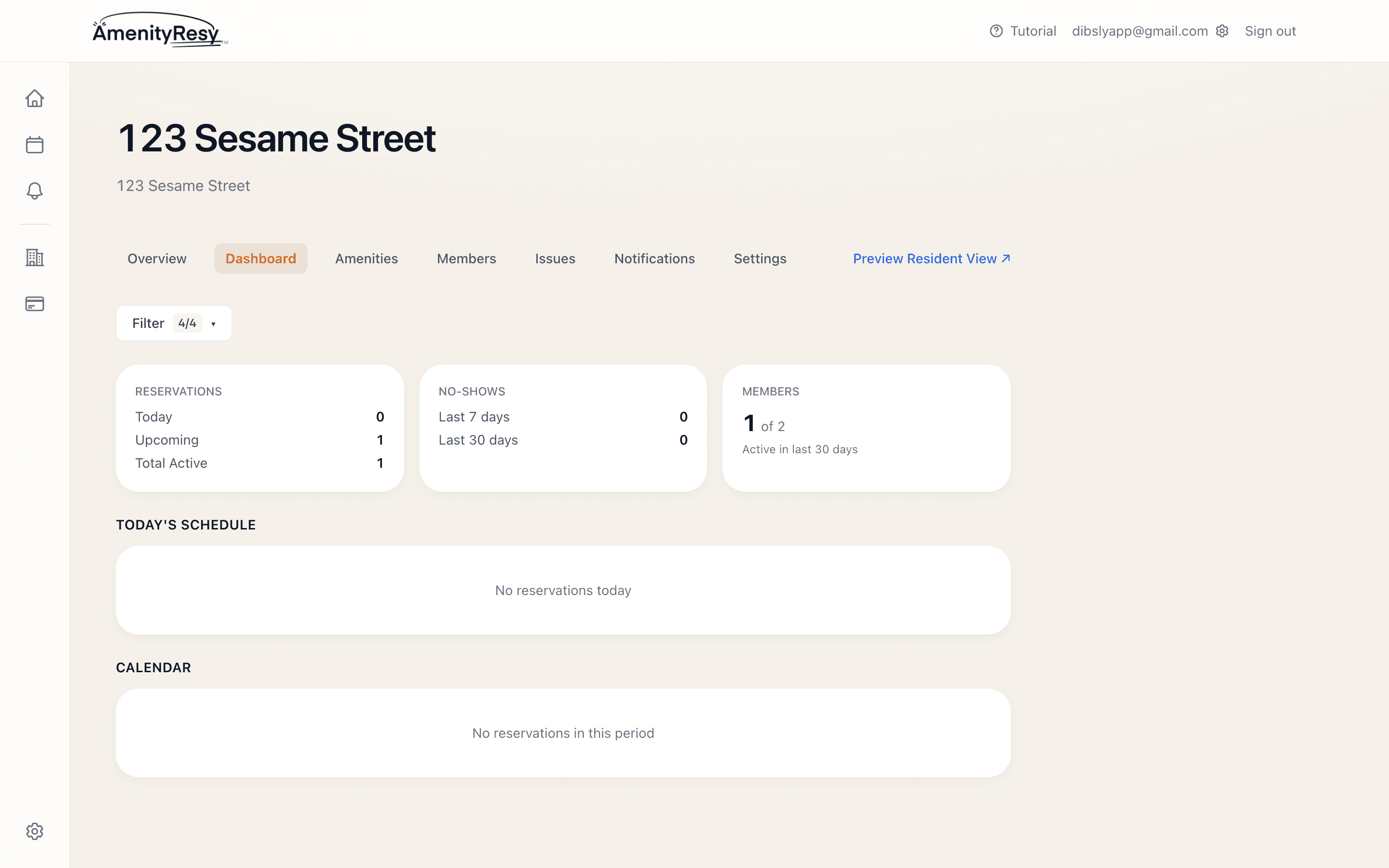 Viewing all bookings in the AmenityResy admin